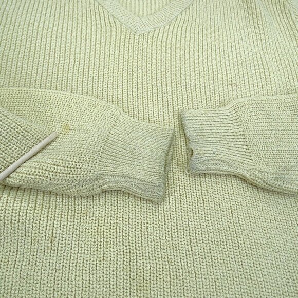 FLAWS** St John Santana Knit‎ V-Neck Sweater Women's Size Small Beige Pullover - Picture 3 of 9